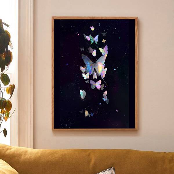 

Butterfly Print Wall Painting Without Frame, Multicolor