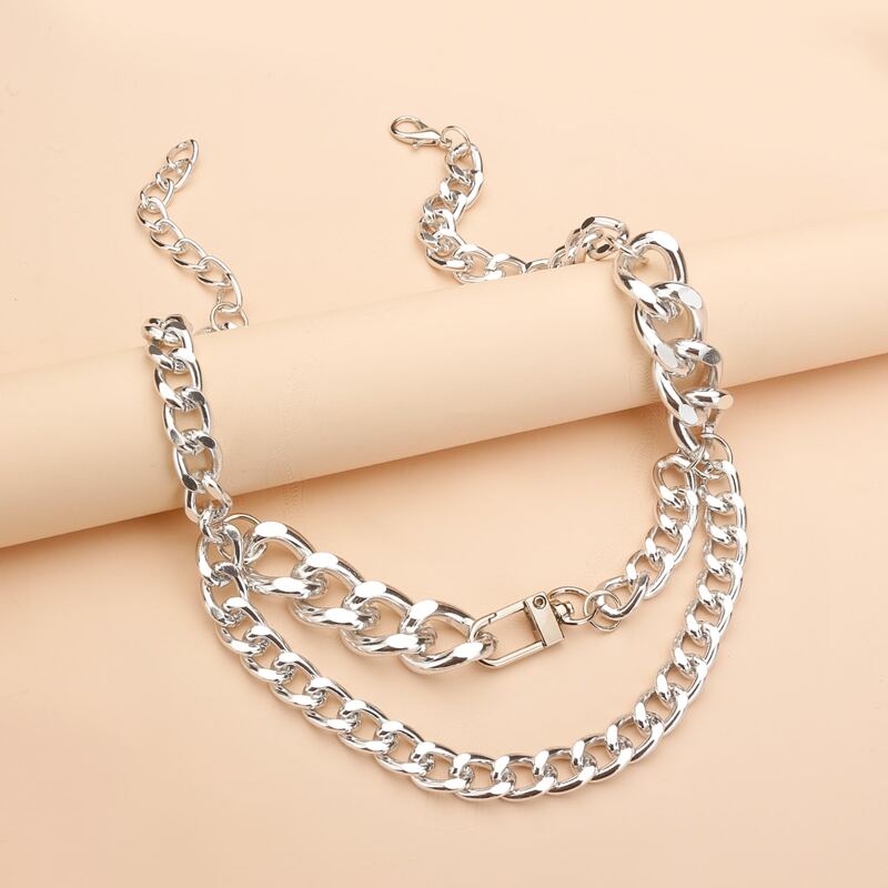 

Layered Chain Necklace, Silver