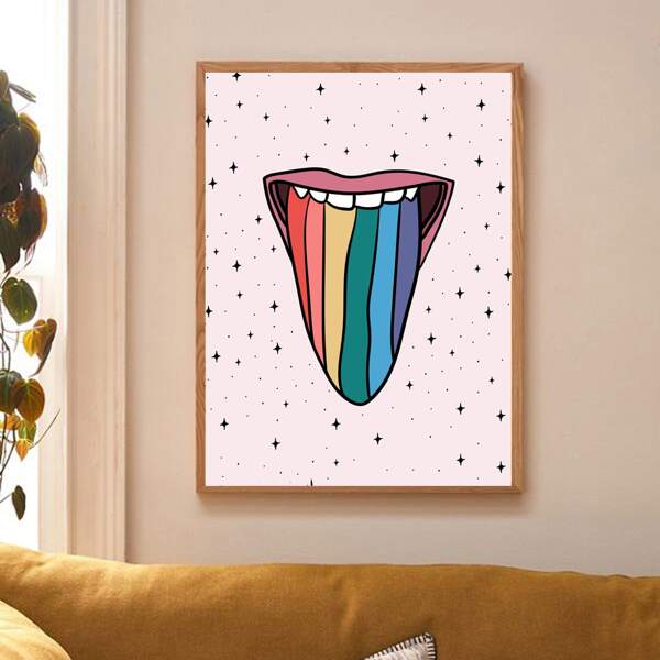 

Rainbow Tongue Wall Painting Without Frame, Multicolor