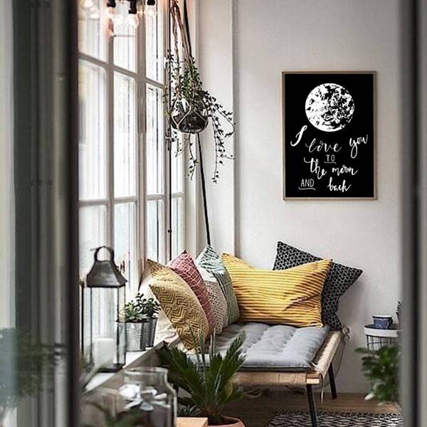 

Moon Print Wall Painting Without Frame, Black and white