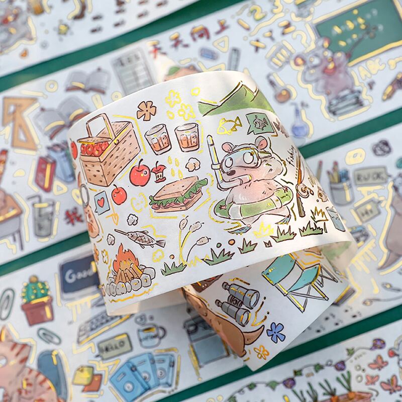 

1roll Cartoon Animal Print Tape Sticker, Multicolor