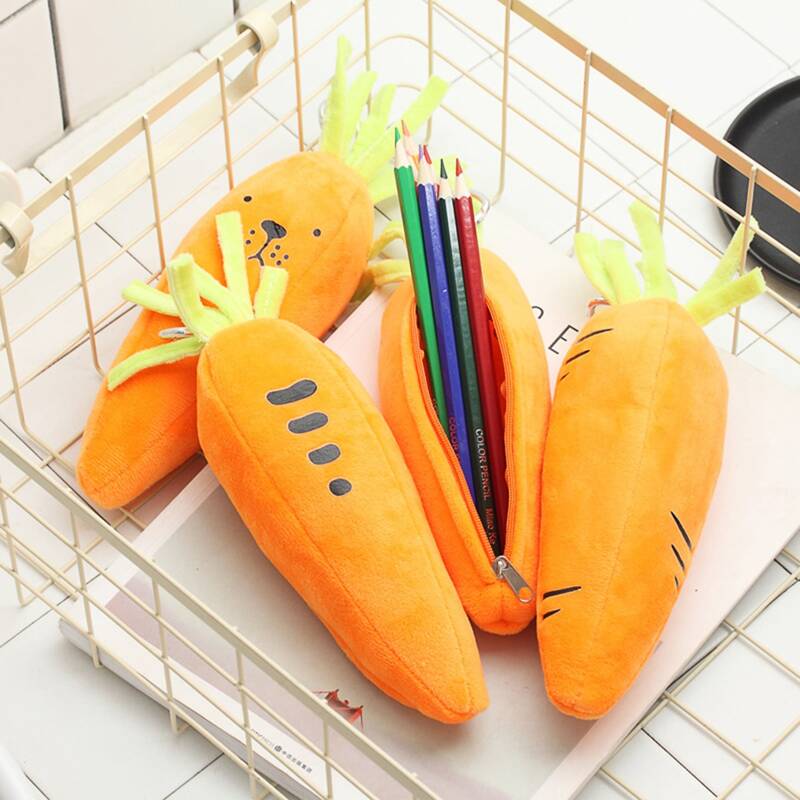 

1pc Carrot Shaped Random Pencil Bag, Orange