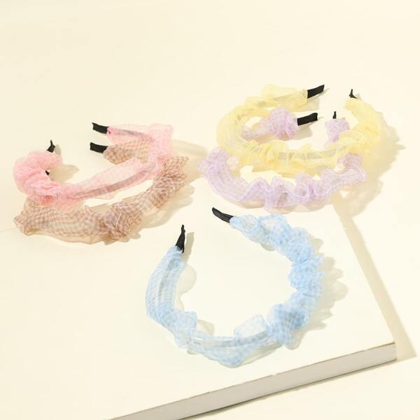 

5pcs Plaid Pattern Hair Hoop, Multicolor