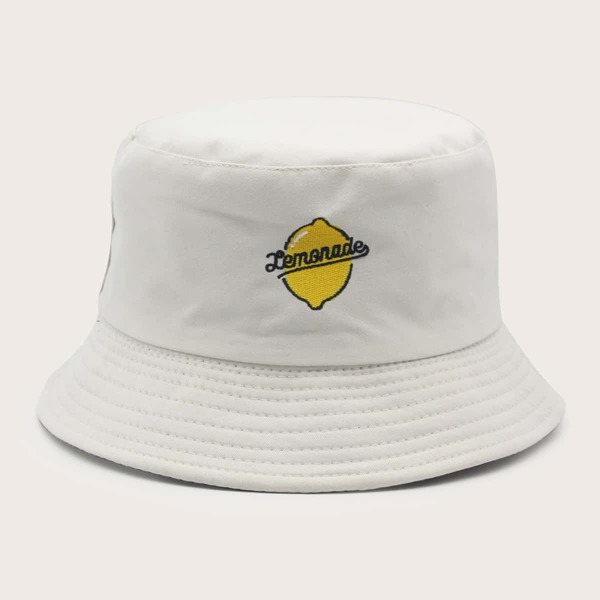 

Fruit Embroidery Bucket Hat, Beige