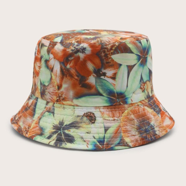 

Floral Pattern Bucket Hat, Burnt orange