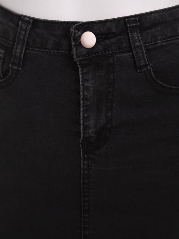 black denim skirt shein