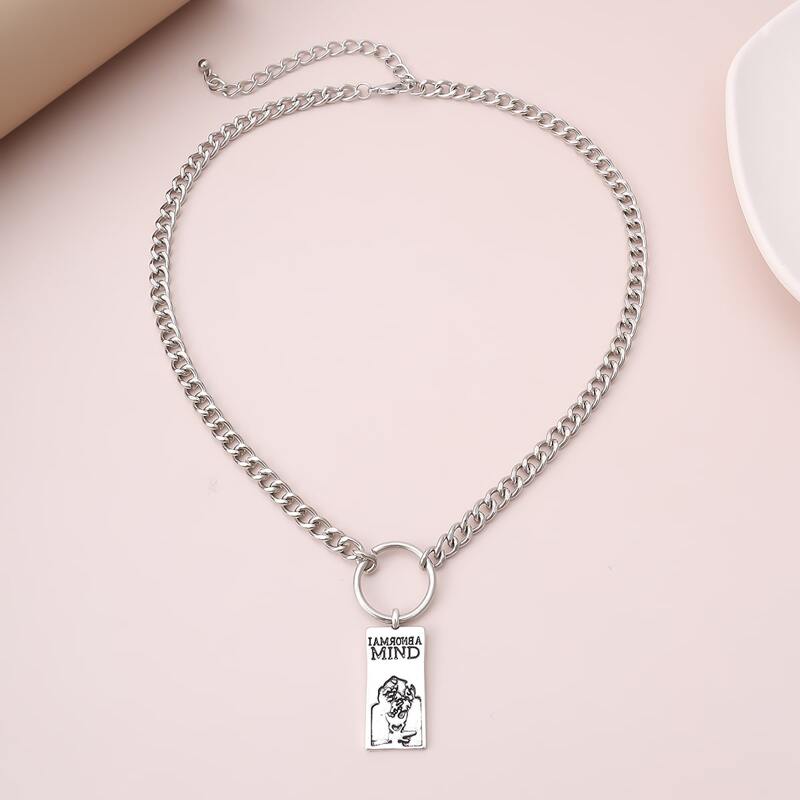

Guys Geometric Charm Necklace, Silver