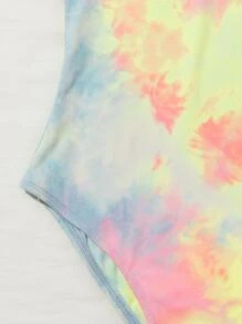 SHEIN EZwear Letter Graphic Tie Dye Tank Bodysuit