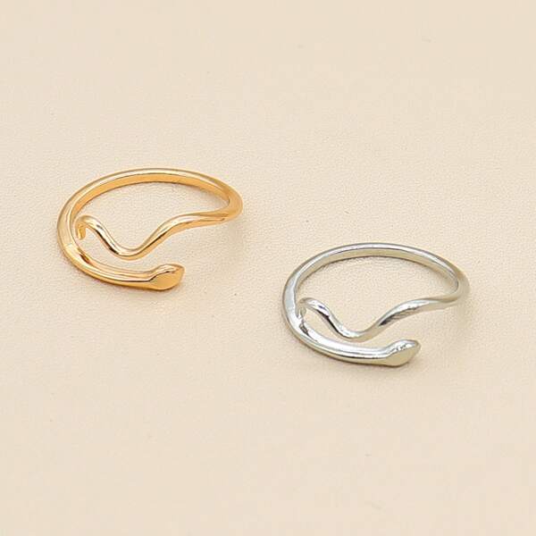 

2pcs Metal Cuff Ring, Multicolor