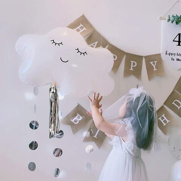 

1pc Cloud Balloon & 1pc Tassel, Multicolor