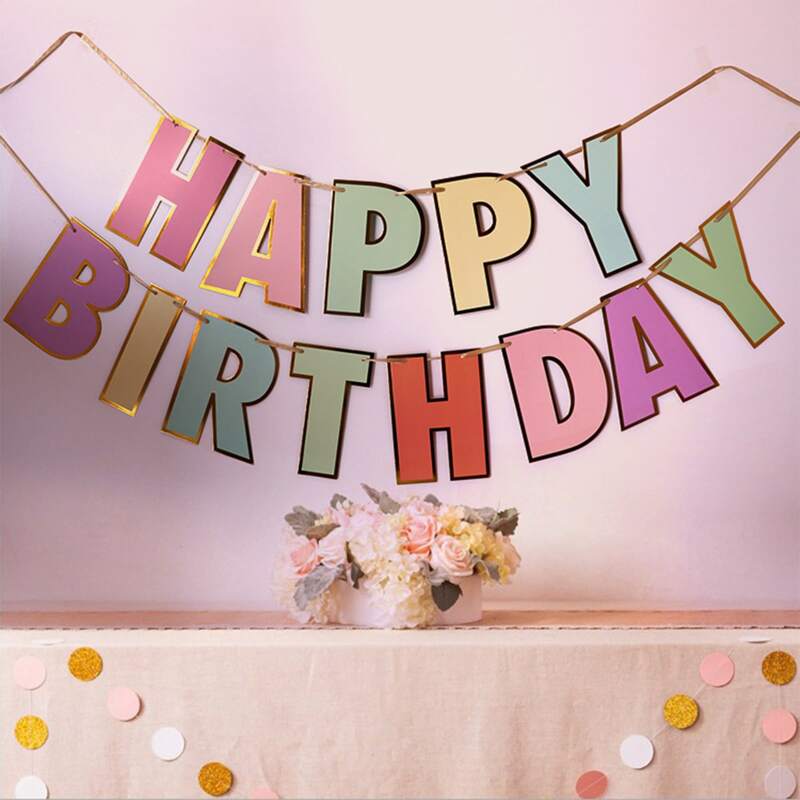 

1set Birthday Pull Flag, Multicolor