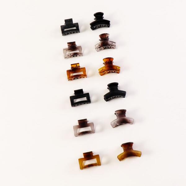 

12pcs Colorful Hair Claw, Multicolor