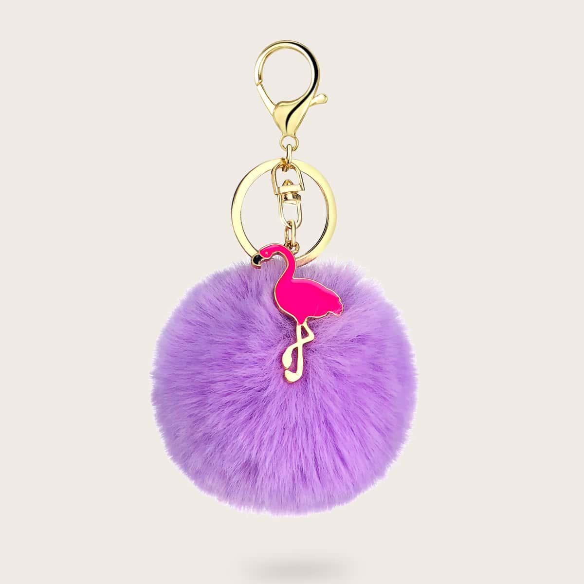 

Fluffy Pom Pom Charm Keychain, Purple