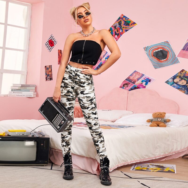 

Camo Print Skinny Jeans, Multicolor