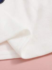 SHEIN Girls Ribbed Butterfly Graphic Cropped Cami Top - White - View 5