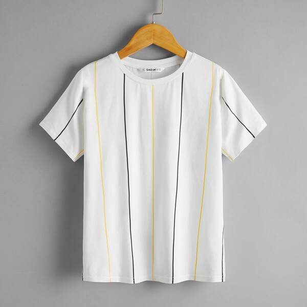 

Boys Striped Print Tee, White