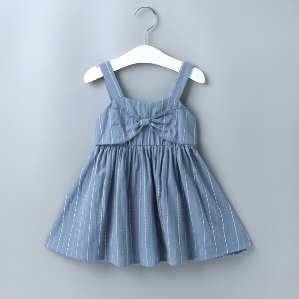

Baby Girl Striped Ruched Cami Dress, Dusty blue