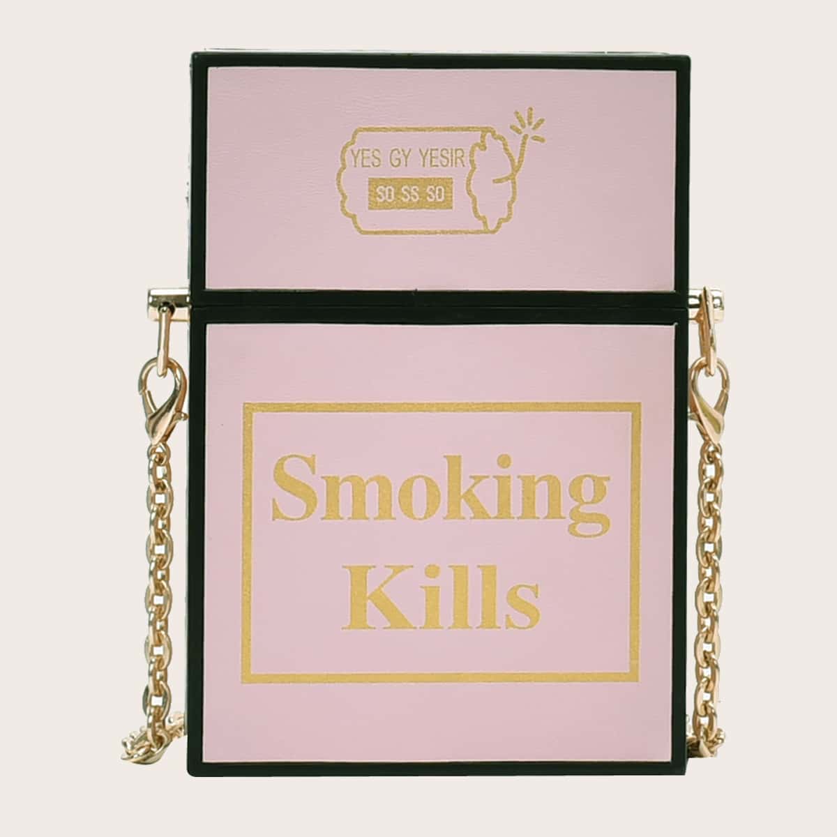 

Mini Letter Graphic Box Shaped Chain Bag, Pink