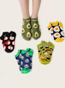 5雙鱷梨圖案襪子 - 彩色 - 查看 1