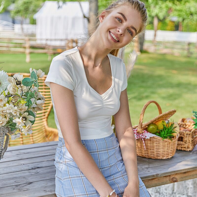

Ruched White Tee
