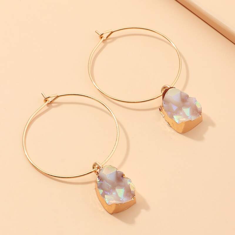 

Round Drop Earrings, Gold