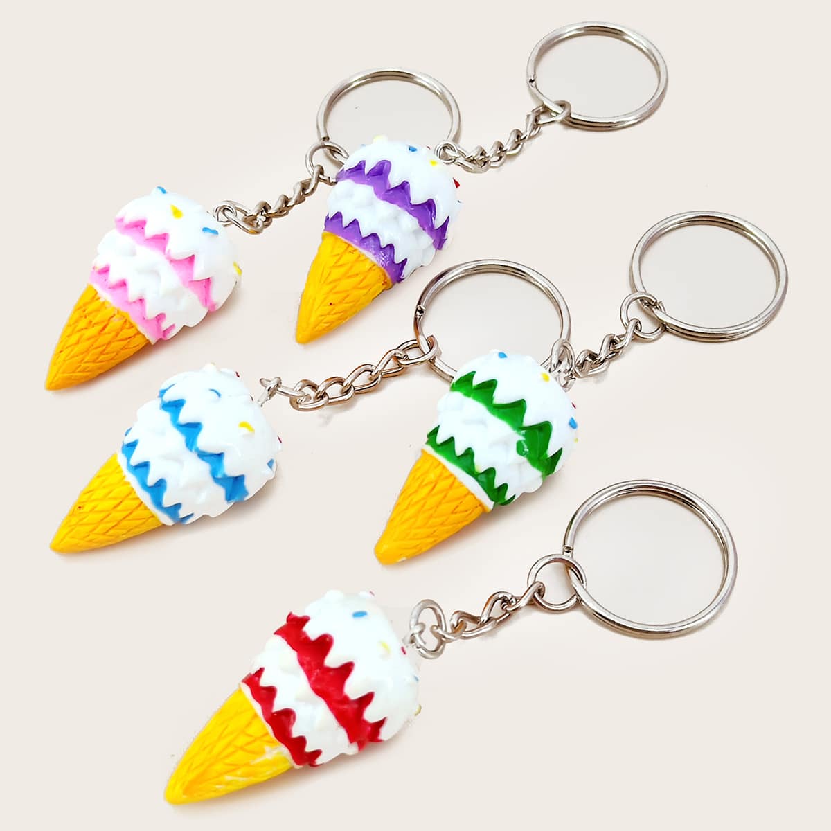 

5pcs Ice Cream Charm Keychain, Multicolor