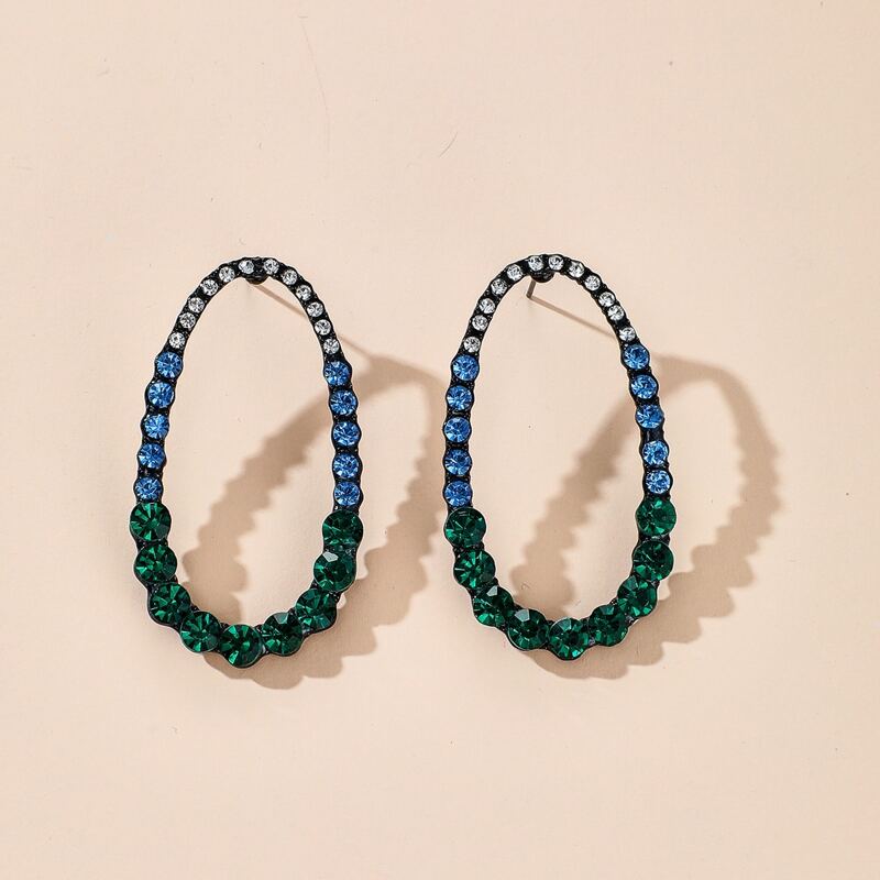

Rhinestone Engraved Earrings, Multicolor