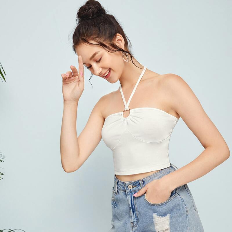 

O-ring White Halter Top