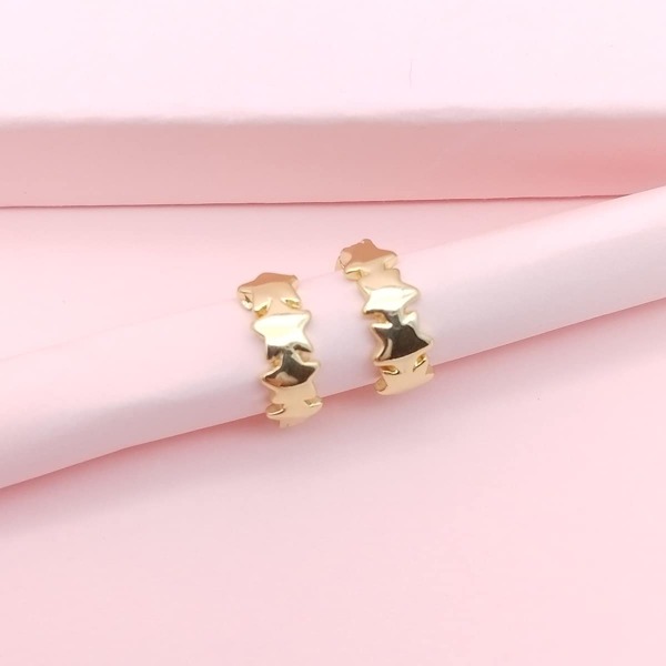 

Star Detail Hoop Earrings, Gold