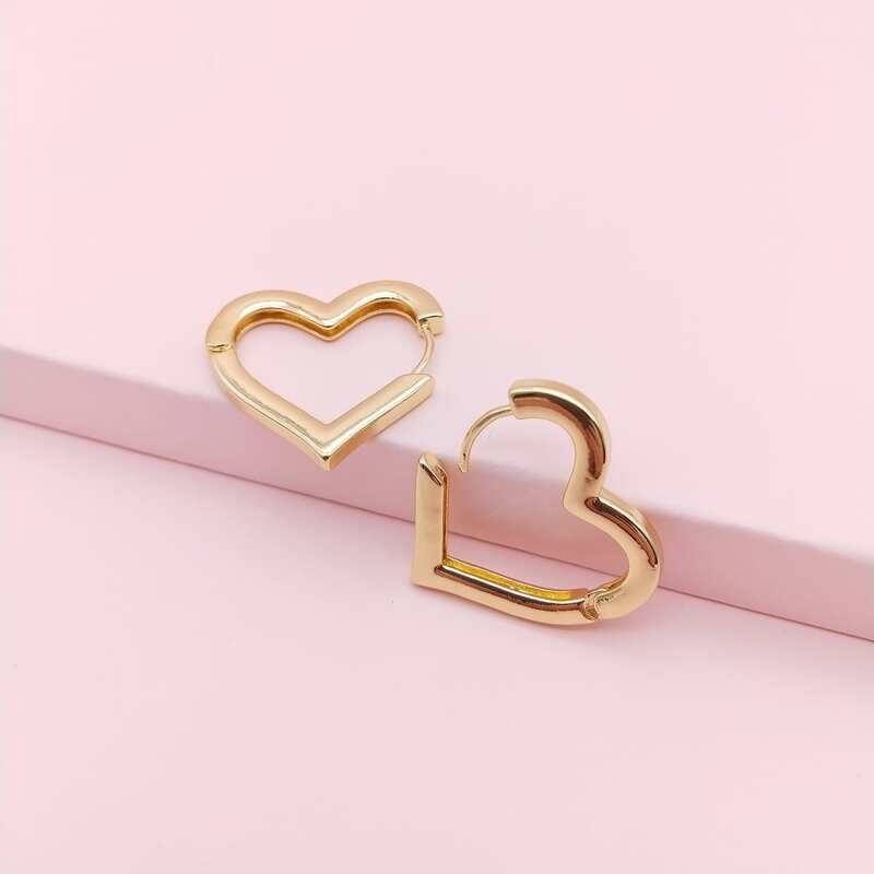 

Heart Shaped Hoop Earrings, Gold