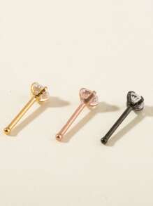 3入組/套水鑽裝飾鼻釘適合女士和男士,龐克穿孔,A時尚身體鏈禮品適用於任何場合 - 金黃色 - 查看 6