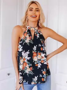 SHEIN Áo sơ mi Nút Hoa Nhiều màu Boho - Nhiều màu - Xem 1