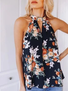 SHEIN Áo sơ mi Nút Hoa Nhiều màu Boho - Nhiều màu - Xem 5