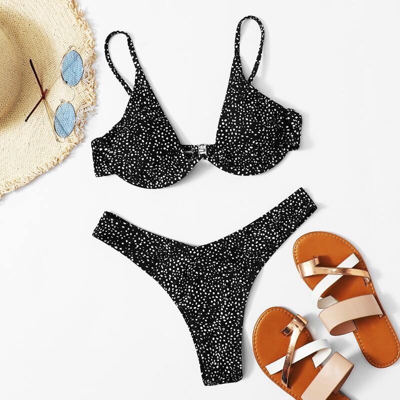 

Dalmatian Underwire Bikini Swimsuit, Black