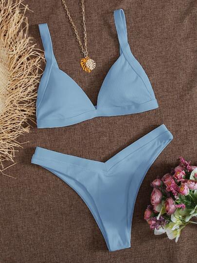 Бикини в рубчик с высоким вырезом - Топ-100 SHEIN в Испании