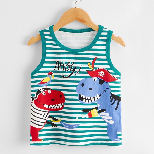 

Toddler Boys Pirate Dinosaur & Striped Tank Top, Multicolor