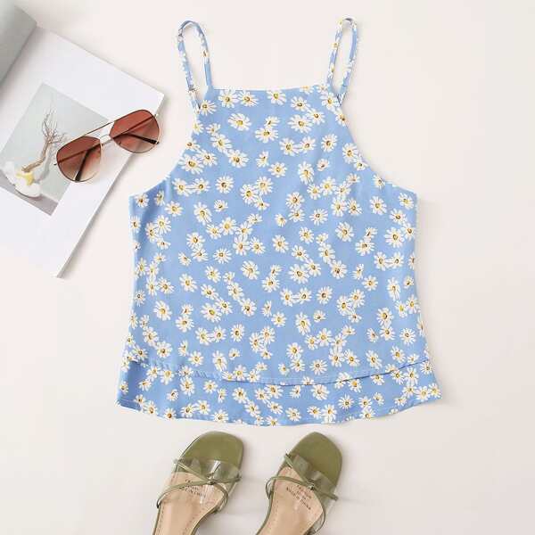 

Allover Daisy Print Cami Top, Baby blue