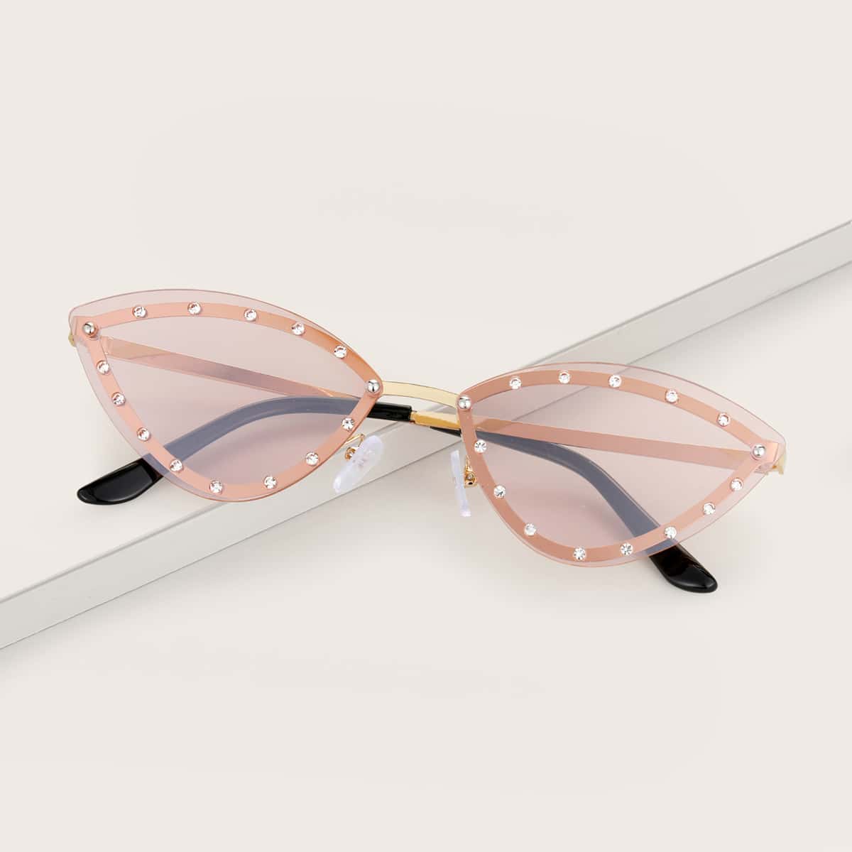 

Rhinestone Engraved Sunglasses, Pink