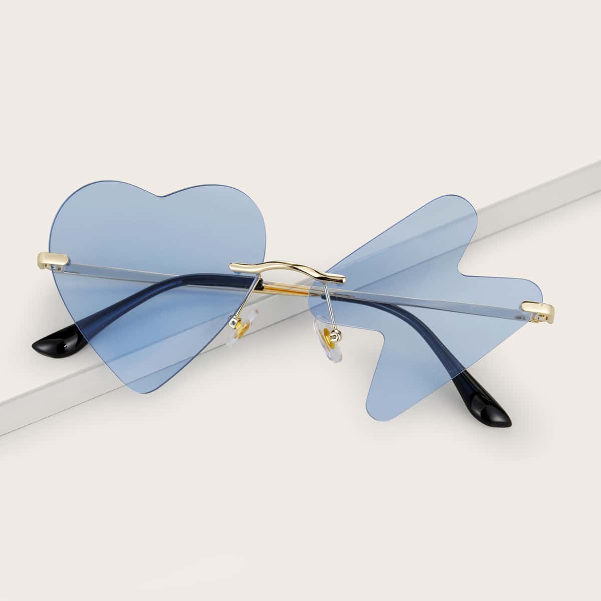 

Mismatched Rimless Sunglasses, Blue