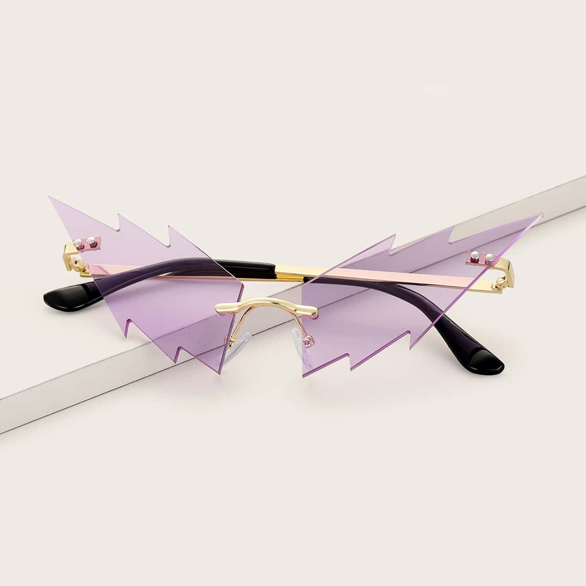 

Irregular Rimless Sunglasses, Purple