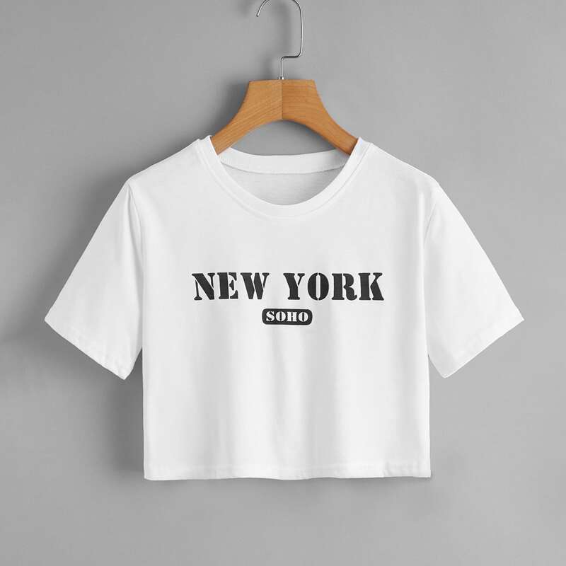 

Letter Graphic White Crop Top