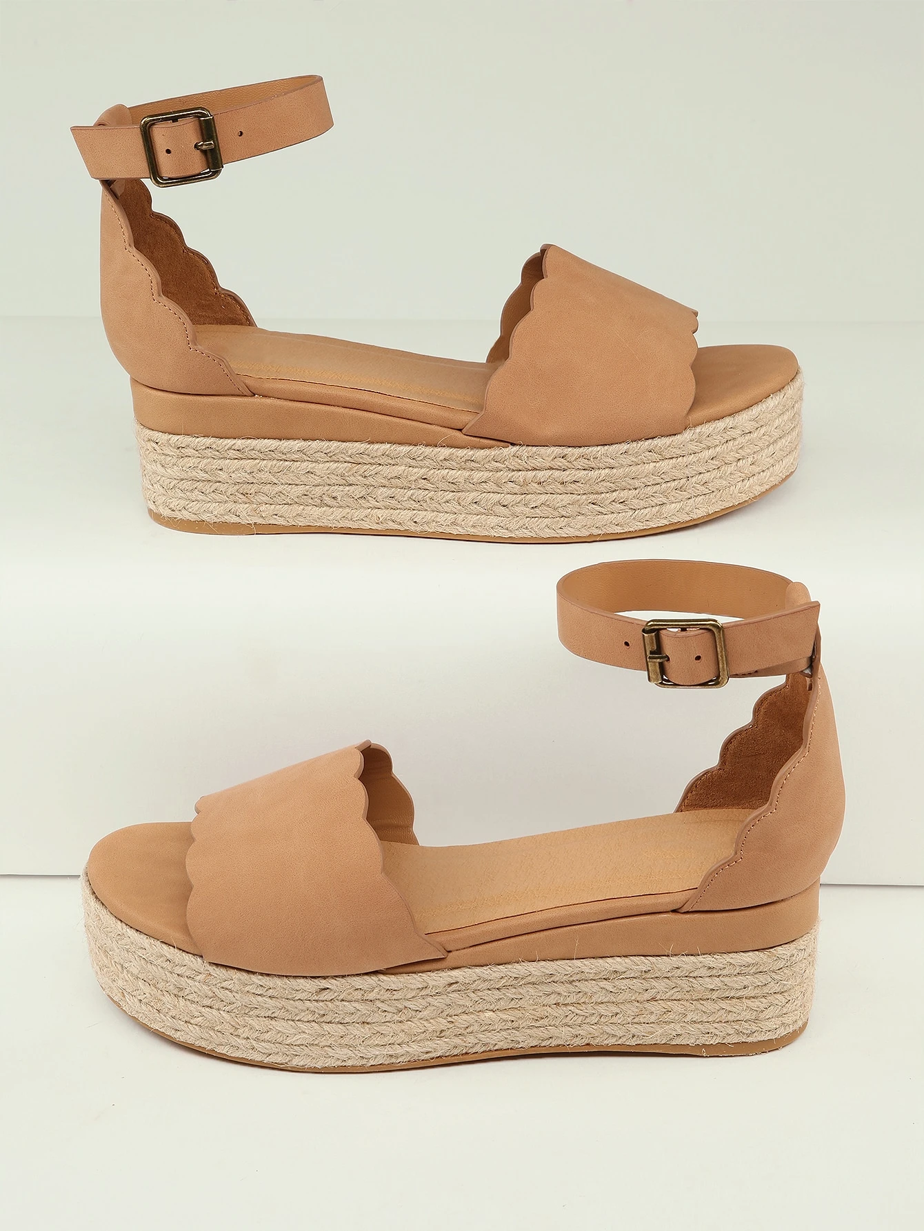 scalloped platform espadrille sandal