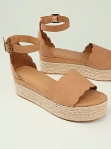 scalloped platform espadrille sandal