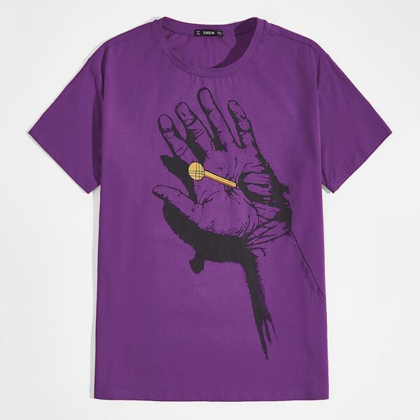 

Men Nail and Hand Print Top, Purple
