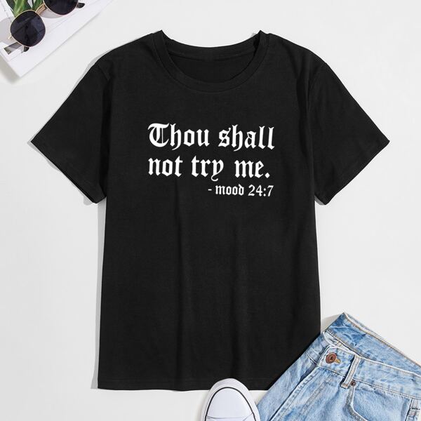 

Men Slogan Graphic Round Neck Tee, Black
