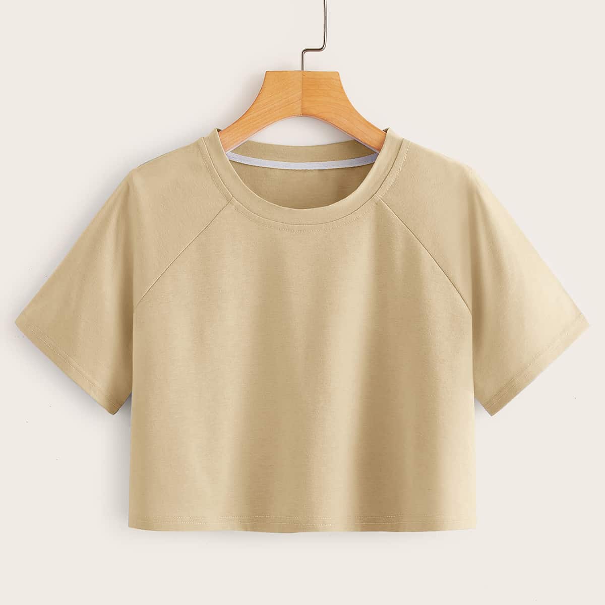 

Solid Crop Tee, Beige