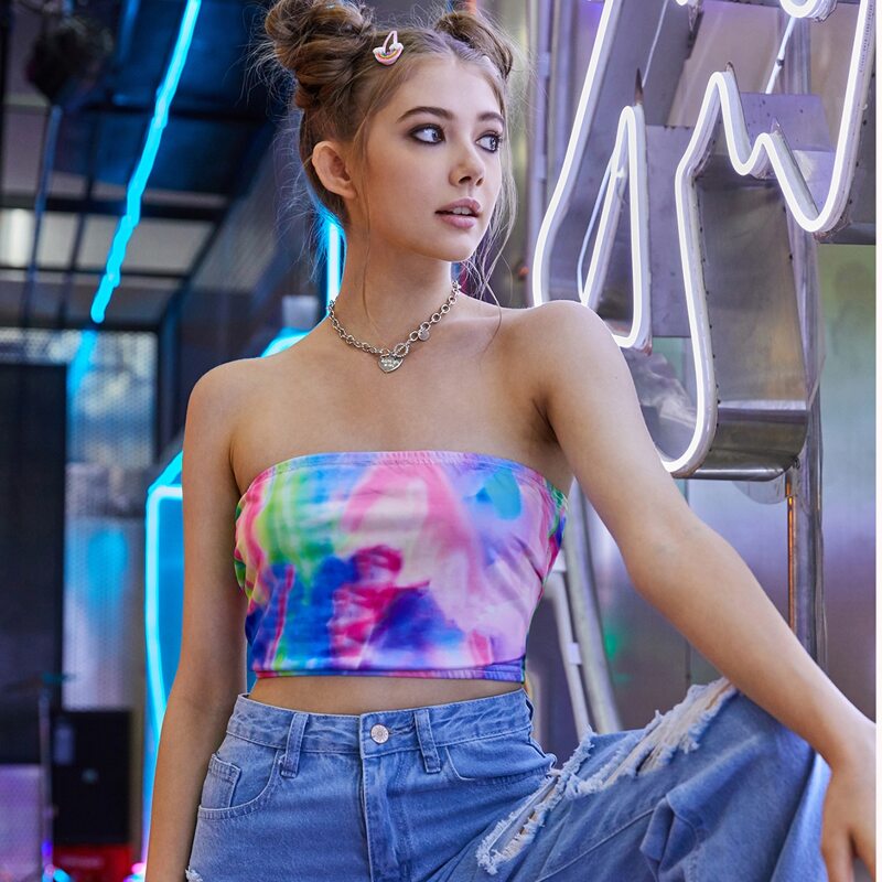 

Tie Dye Crop Tube, Multicolor