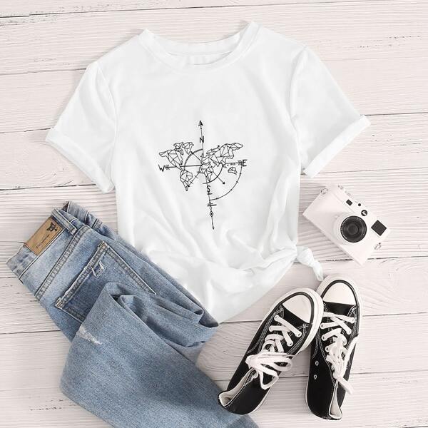 

Plus Graphic Print Short Sleeve Tee, White