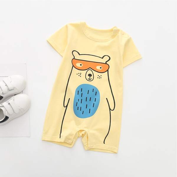 

Baby Boy Cartoon Graphic Tee Romper, Yellow
