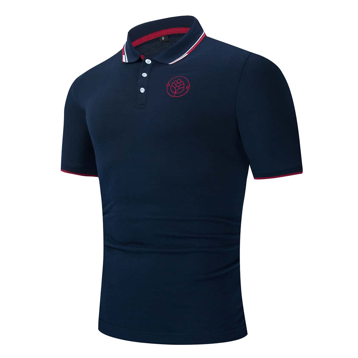 

Guys Embroidered Contrast Tape Polo Shirt, Navy blue